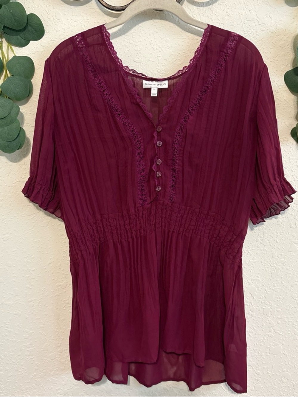 Y2K Fashion Bug Lace Trim Boho Peasant Top✨